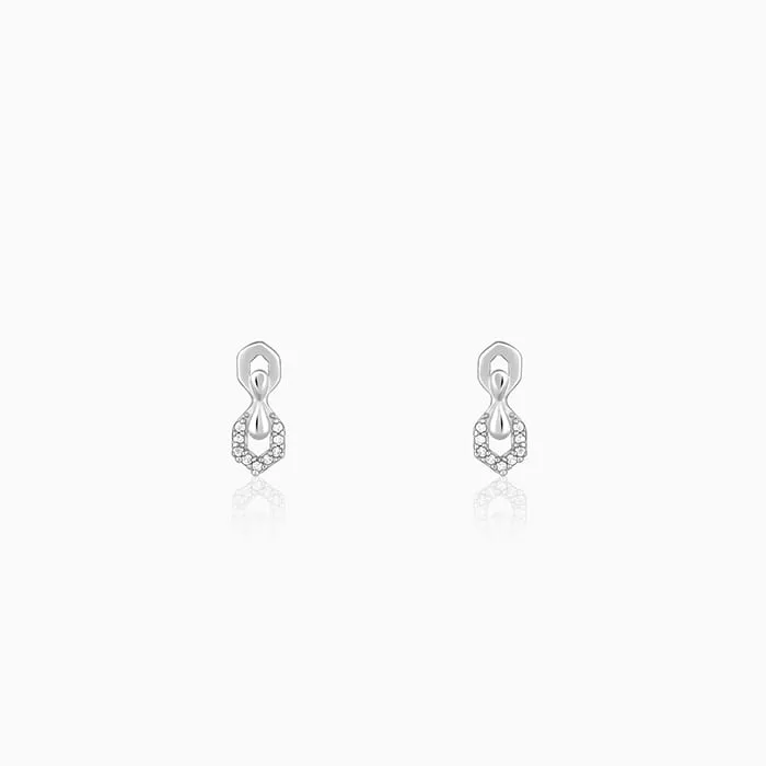 Silver Glittering Hexagon Earrings Giva