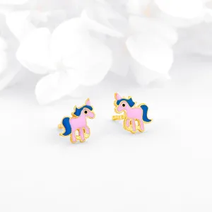 Silver Golden Pie Unicorn Kids Earrings (4-12 yrs) Giva