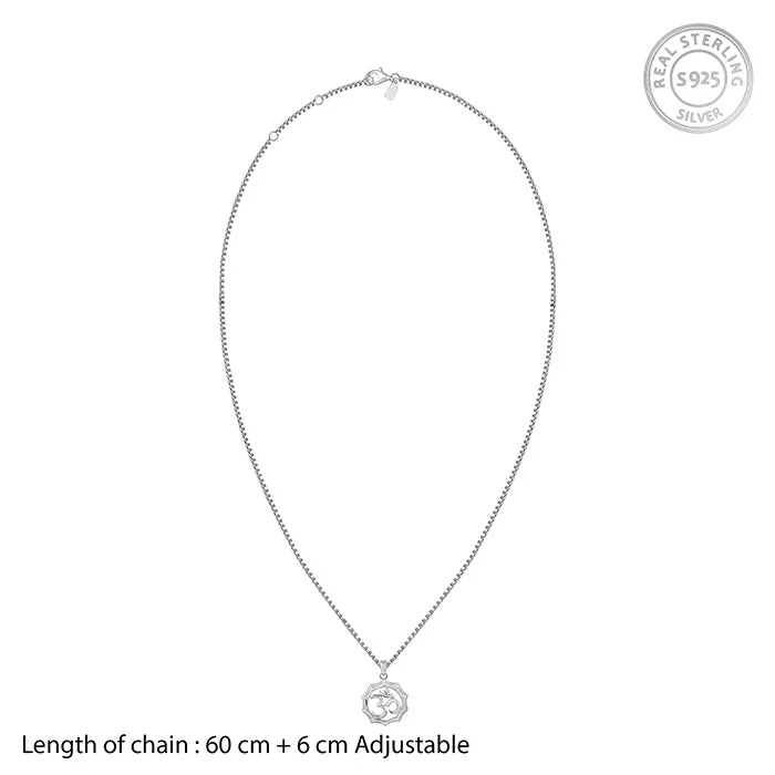 Silver Graceful Om Pendant With Box Chain For Him Giva