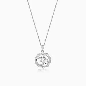 Silver Graceful Om Pendant With Box Chain For Him Giva