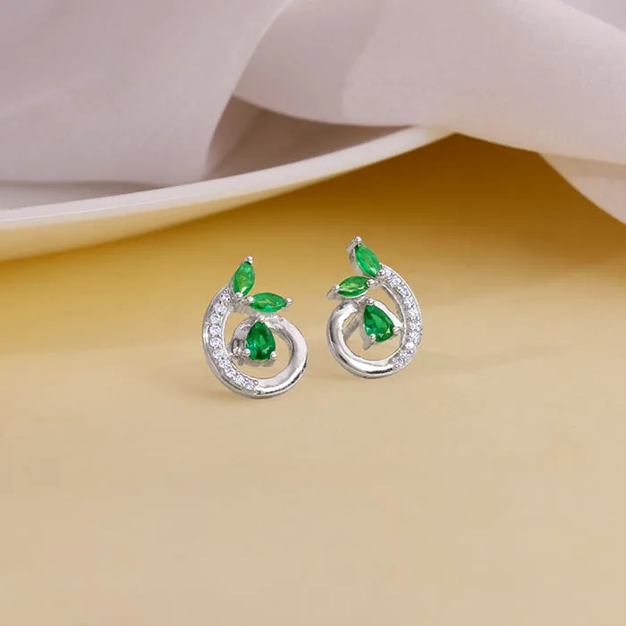 Silver Gracious Leaf Studs Giva