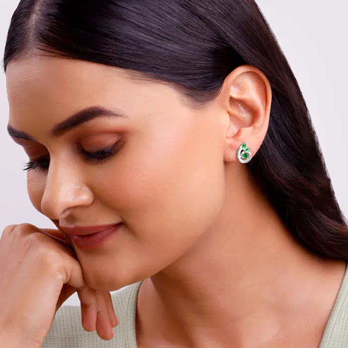 Silver Gracious Leaf Studs Giva