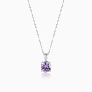 Silver Gracious Purple Pendant with Link Chain Giva