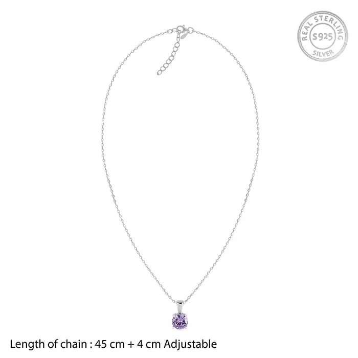 Silver Gracious Purple Pendant with Link Chain Giva