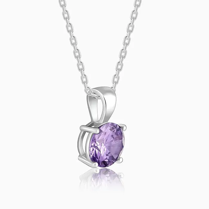 Silver Gracious Purple Pendant with Link Chain Giva