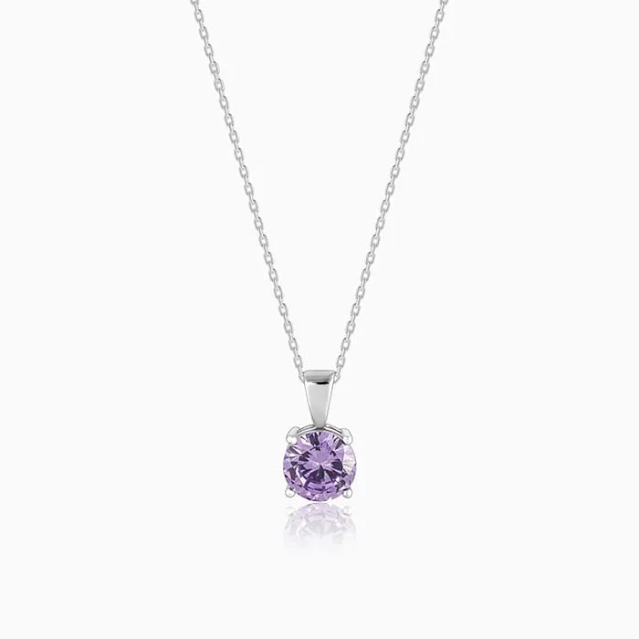 Silver Gracious Purple Pendant with Link Chain Giva