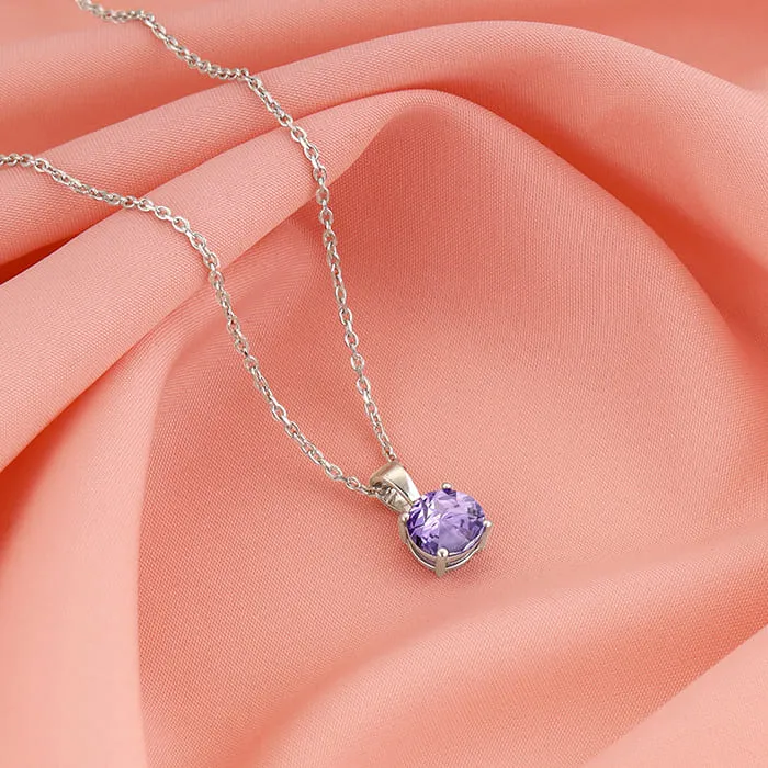 Silver Gracious Purple Pendant with Link Chain Giva