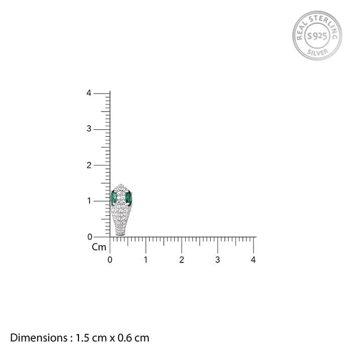 Silver Green-Eyed Snake Earrings Giva