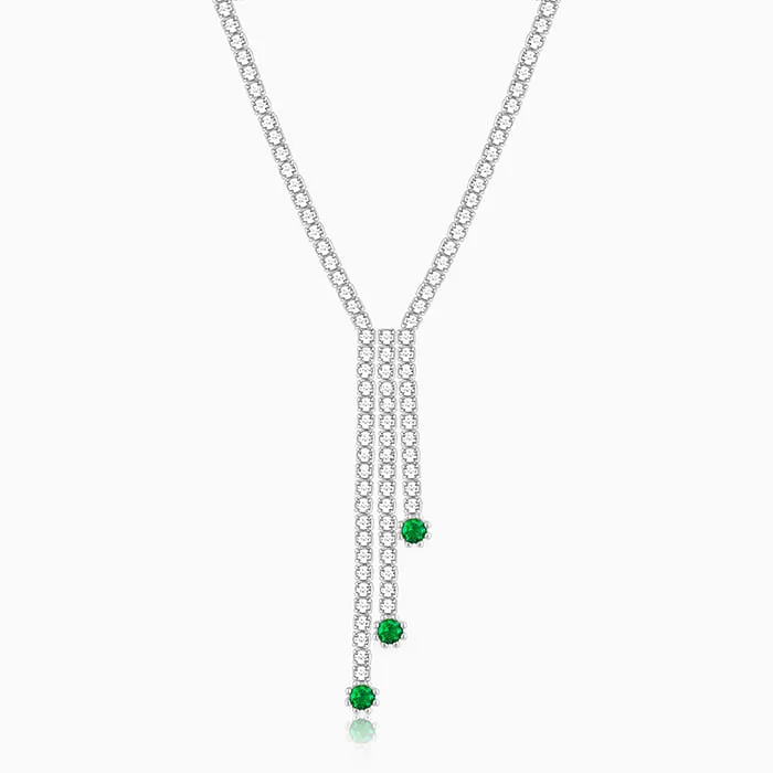 Silver Green Lariat Necklace Giva