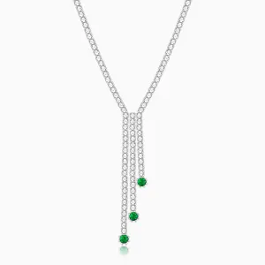 Silver Green Lariat Necklace Giva