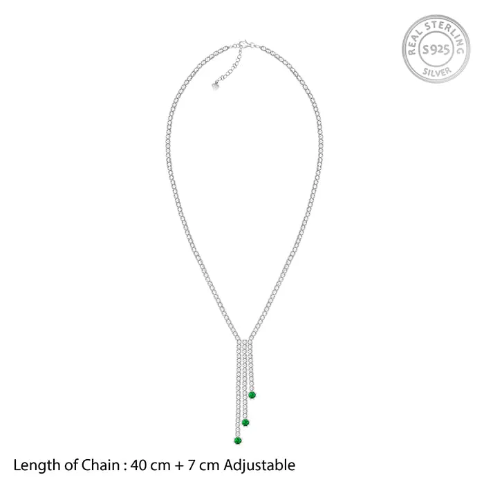 Silver Green Lariat Necklace Giva