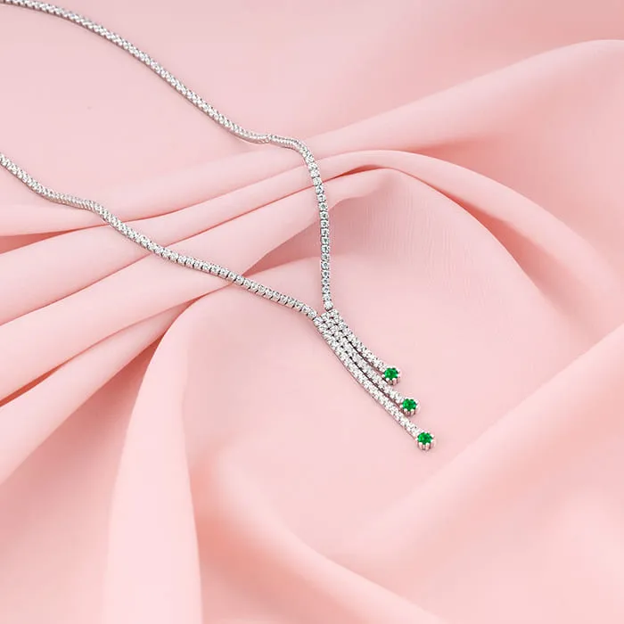 Silver Green Lariat Necklace Giva
