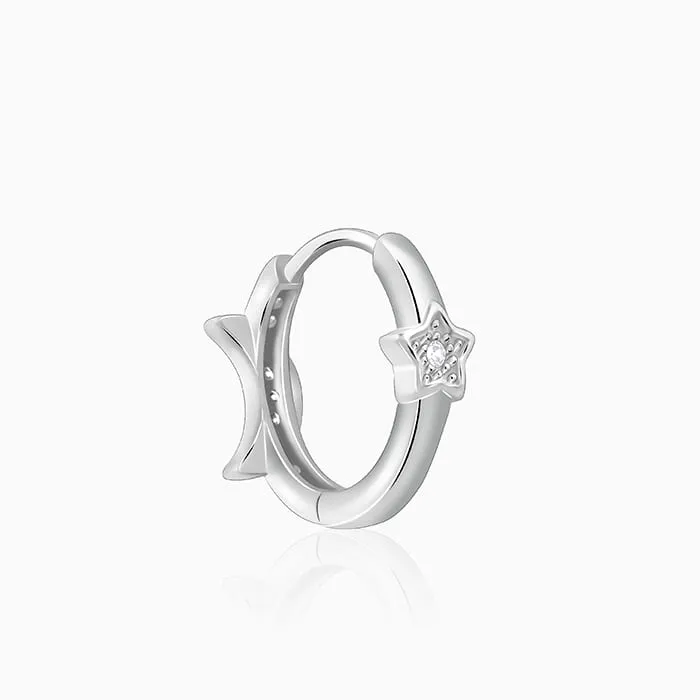 Silver Half Moon Hoop Earrings Giva