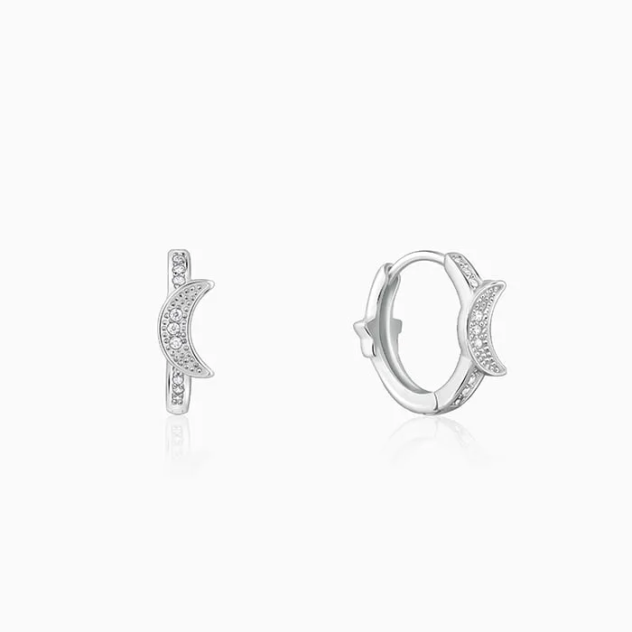 Silver Half Moon Hoop Earrings Giva