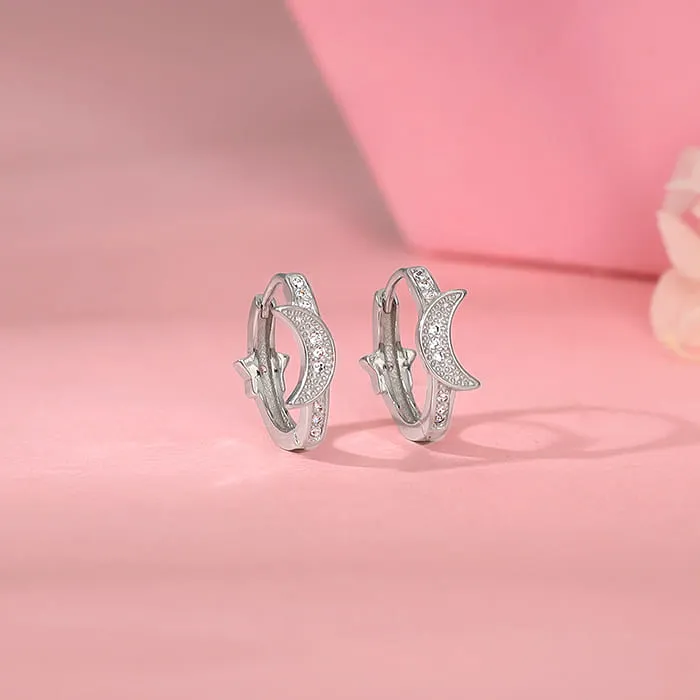 Silver Half Moon Hoop Earrings Giva