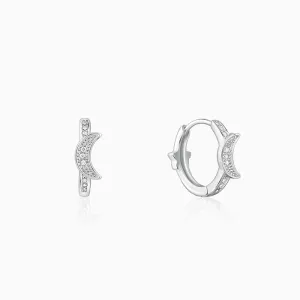 Silver Half Moon Hoop Earrings Giva