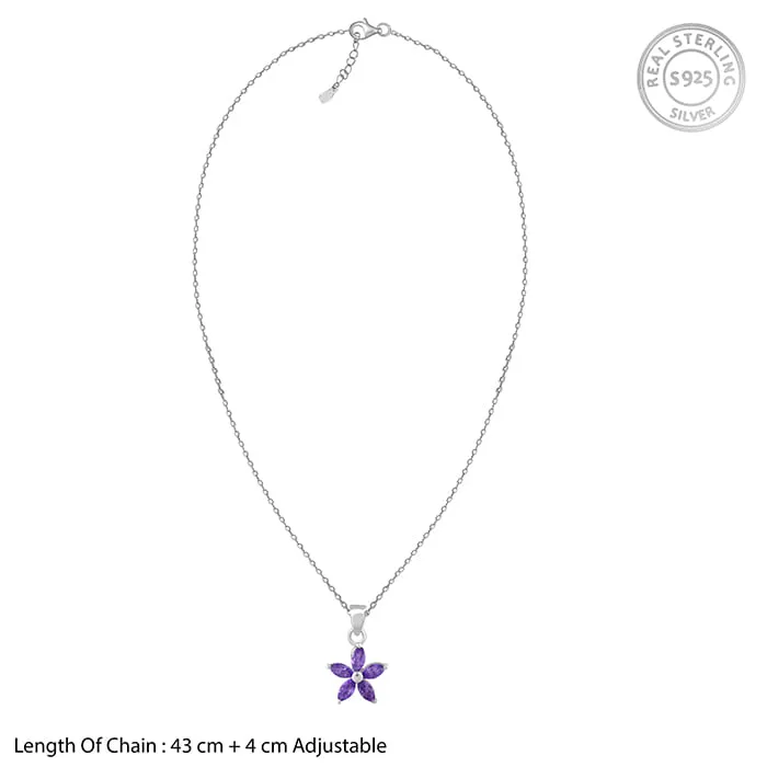Silver Healing Flower Pendant With Link Chain Giva