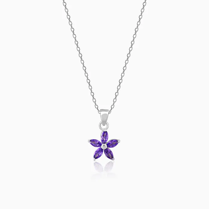 Silver Healing Flower Pendant With Link Chain Giva