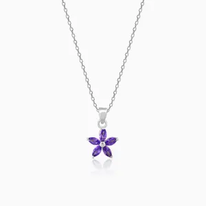 Silver Healing Flower Pendant With Link Chain Giva