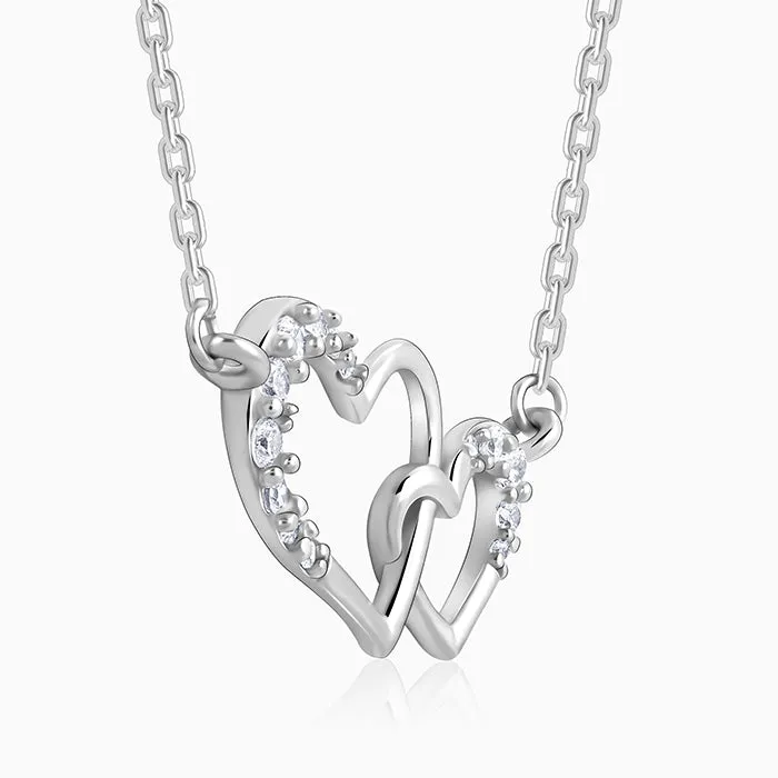 Silver Heart Interlocked Necklace Giva