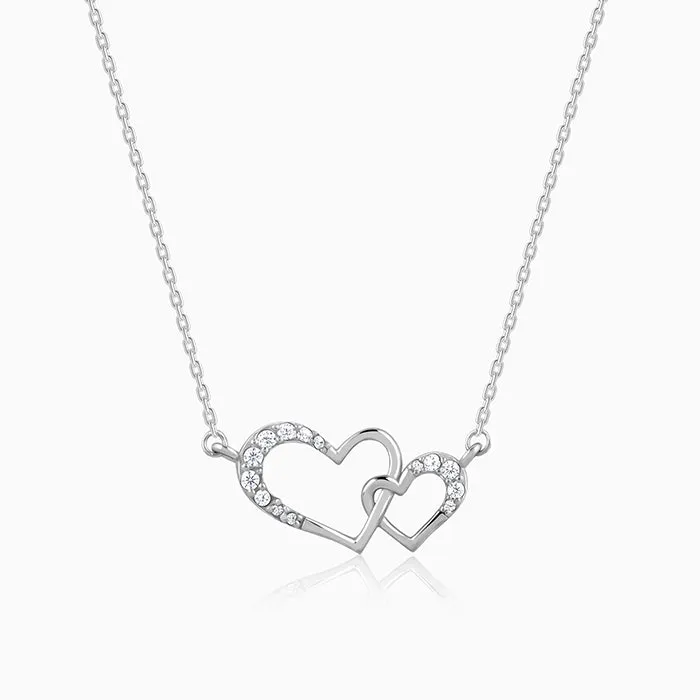 Silver Heart Interlocked Necklace Giva