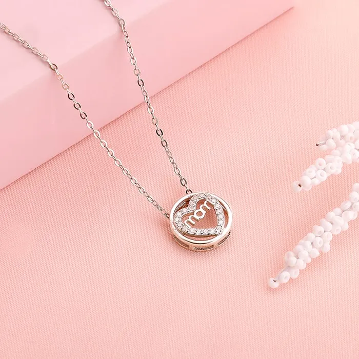 Silver Heart MOM Necklace Giva