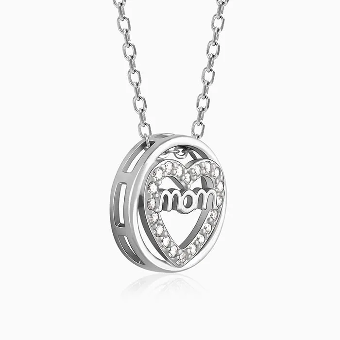 Silver Heart MOM Necklace Giva