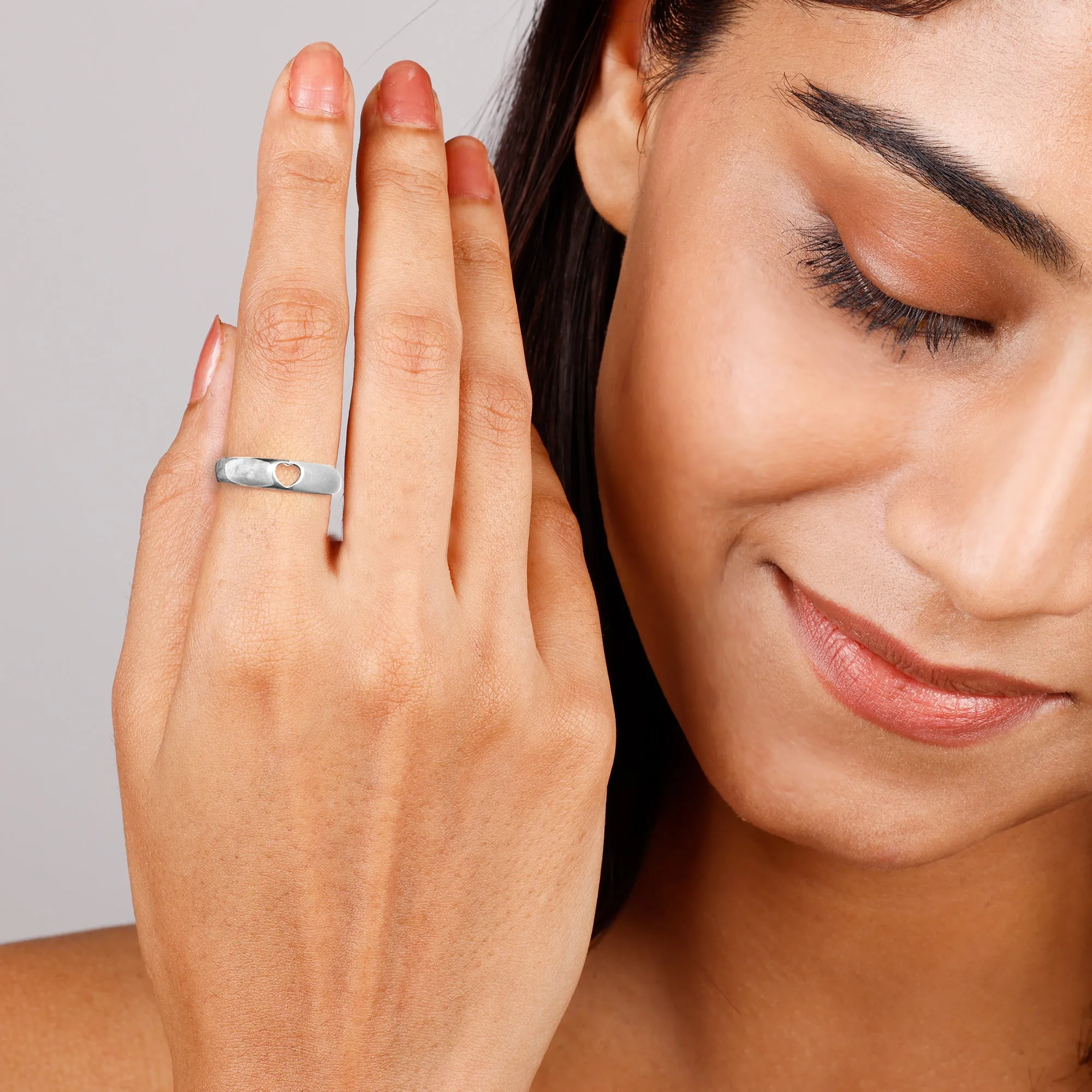 Silver Hollow Heart Ring Giva