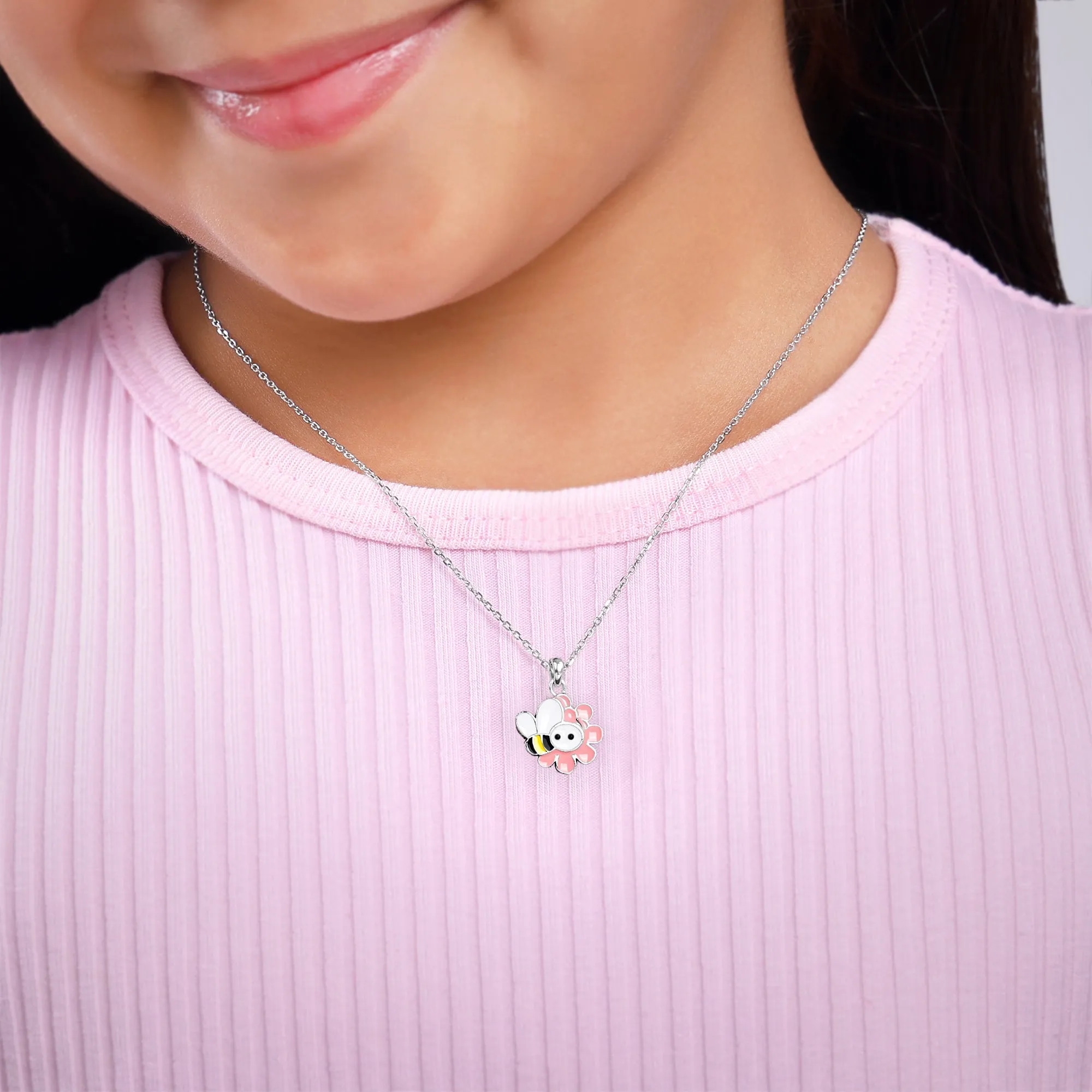 Silver Honeybee Kids Pendant With Link Chain Giva