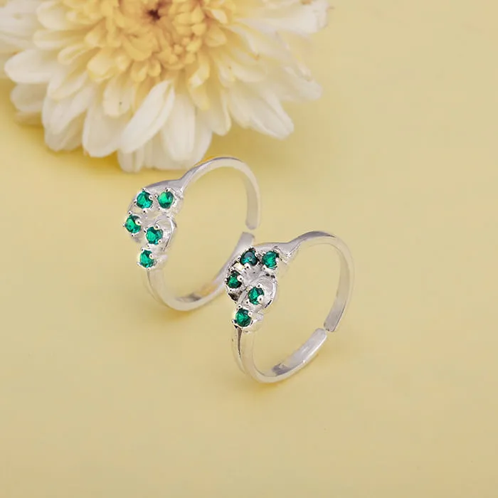 Silver Jade Elegance Toe Rings Giva