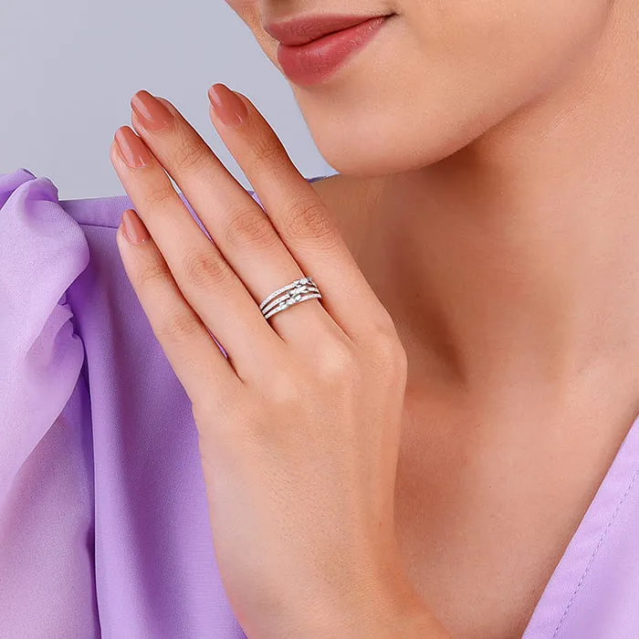 Silver Layered Bow Ring Giva