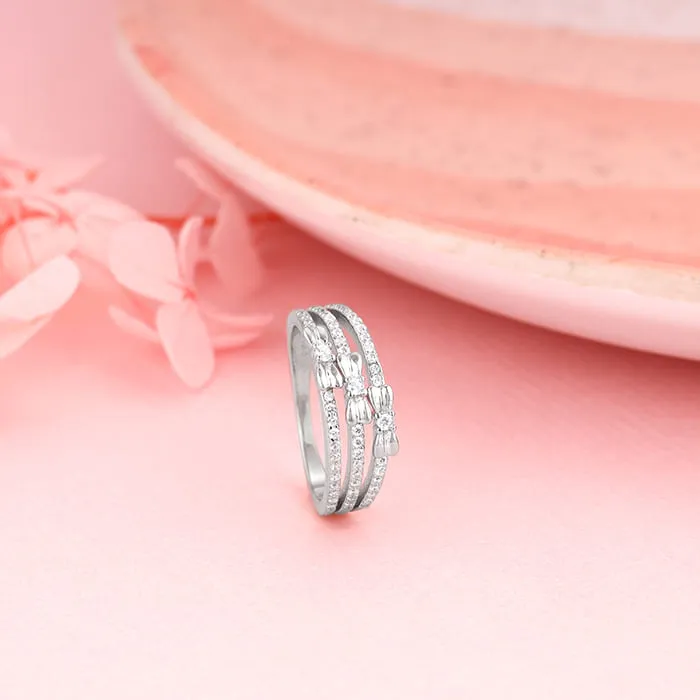 Silver Layered Bow Ring Giva
