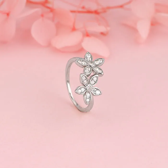 Silver Love's Flower Ring Giva