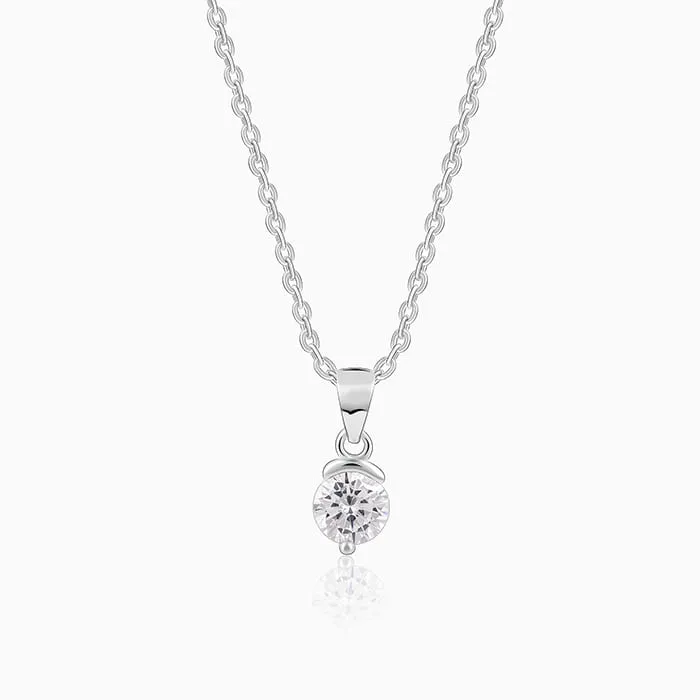 Silver Mini Solitaire Pendant with Link Chain Giva