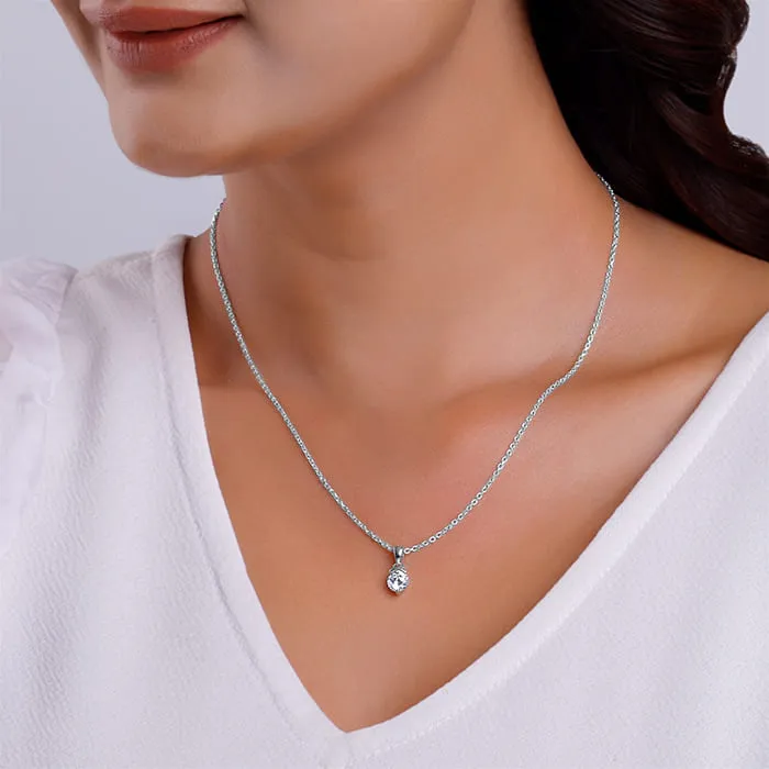 Silver Mini Solitaire Pendant with Link Chain Giva