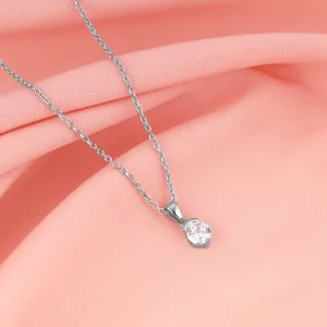 Silver Mini Solitaire Pendant with Link Chain Giva