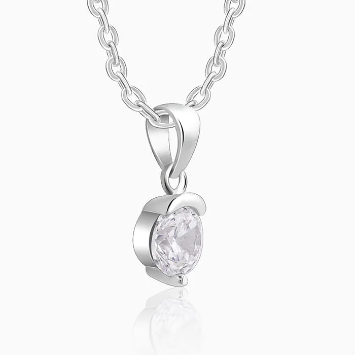 Silver Mini Solitaire Pendant with Link Chain Giva