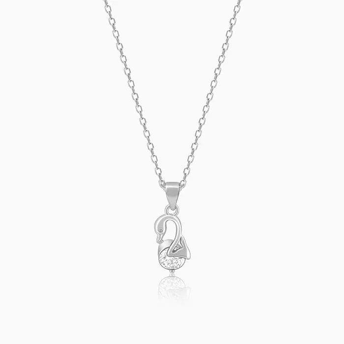Silver Mini Swan Pendant with Link Chain Giva