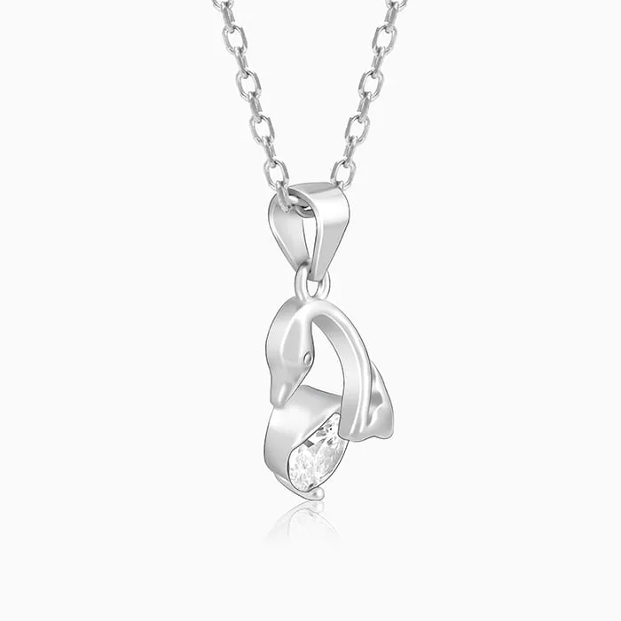 Silver Mini Swan Pendant with Link Chain Giva