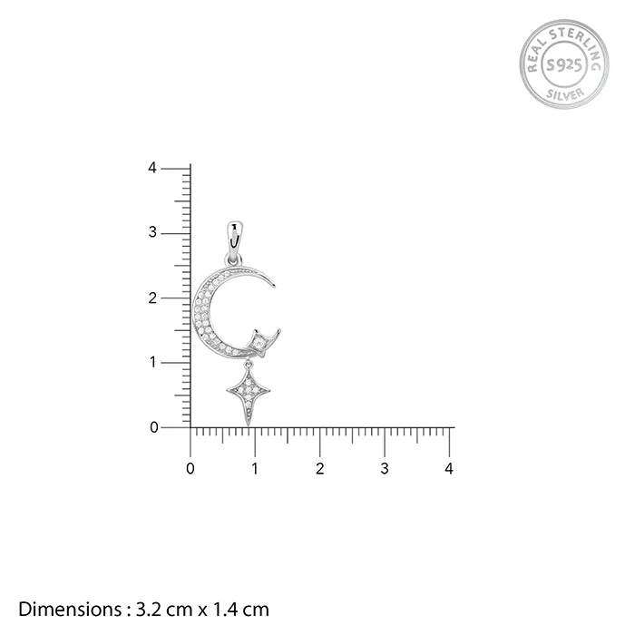 Silver Moon Pendant With Link Chain Giva