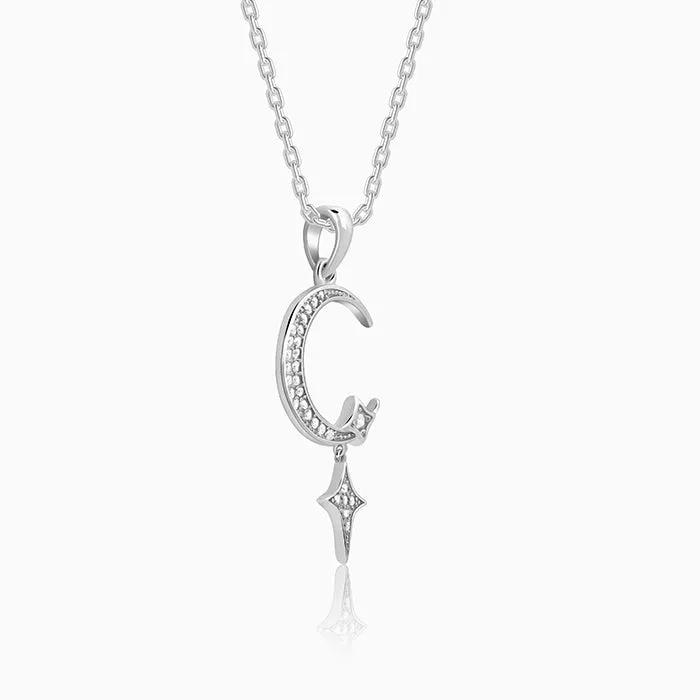 Silver Moon Pendant With Link Chain Giva