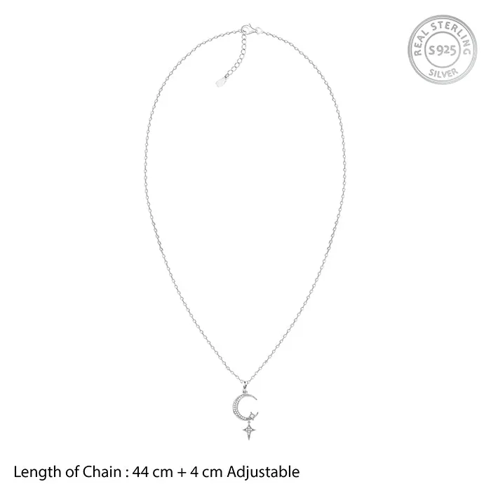 Silver Moon Pendant With Link Chain Giva
