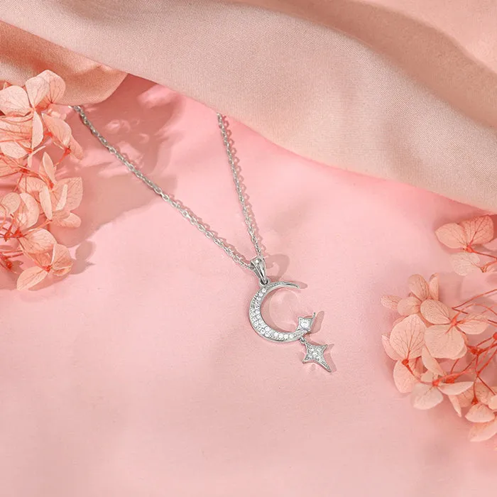Silver Moon Pendant With Link Chain Giva
