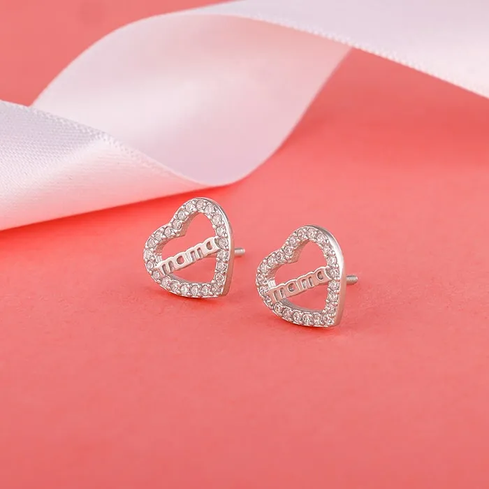 Silver Mother's Heart Stud Earrings Giva
