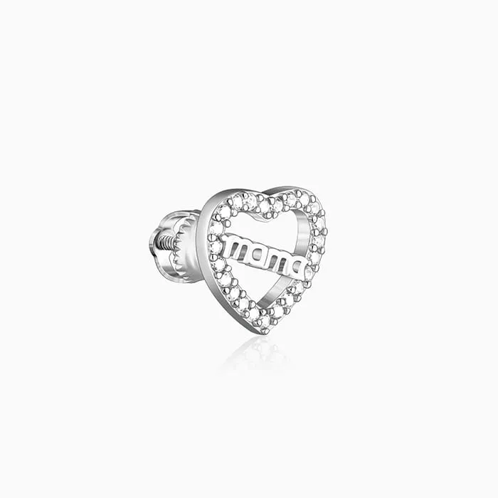 Silver Mother's Heart Stud Earrings Giva