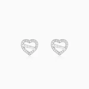 Silver Mother's Heart Stud Earrings Giva