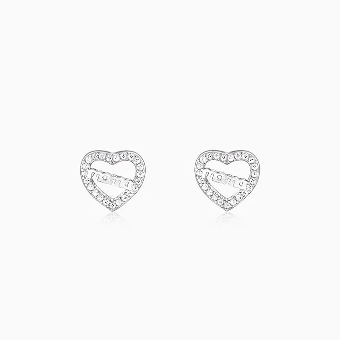 Silver Mother's Heart Stud Earrings Giva