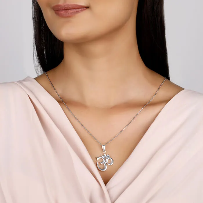 Silver Om Pendant with Link Chain Giva