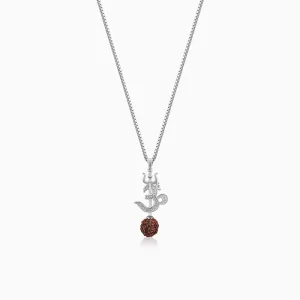 Silver Om Trishul Rudraksha Pendant With Box Chain For Him Giva
