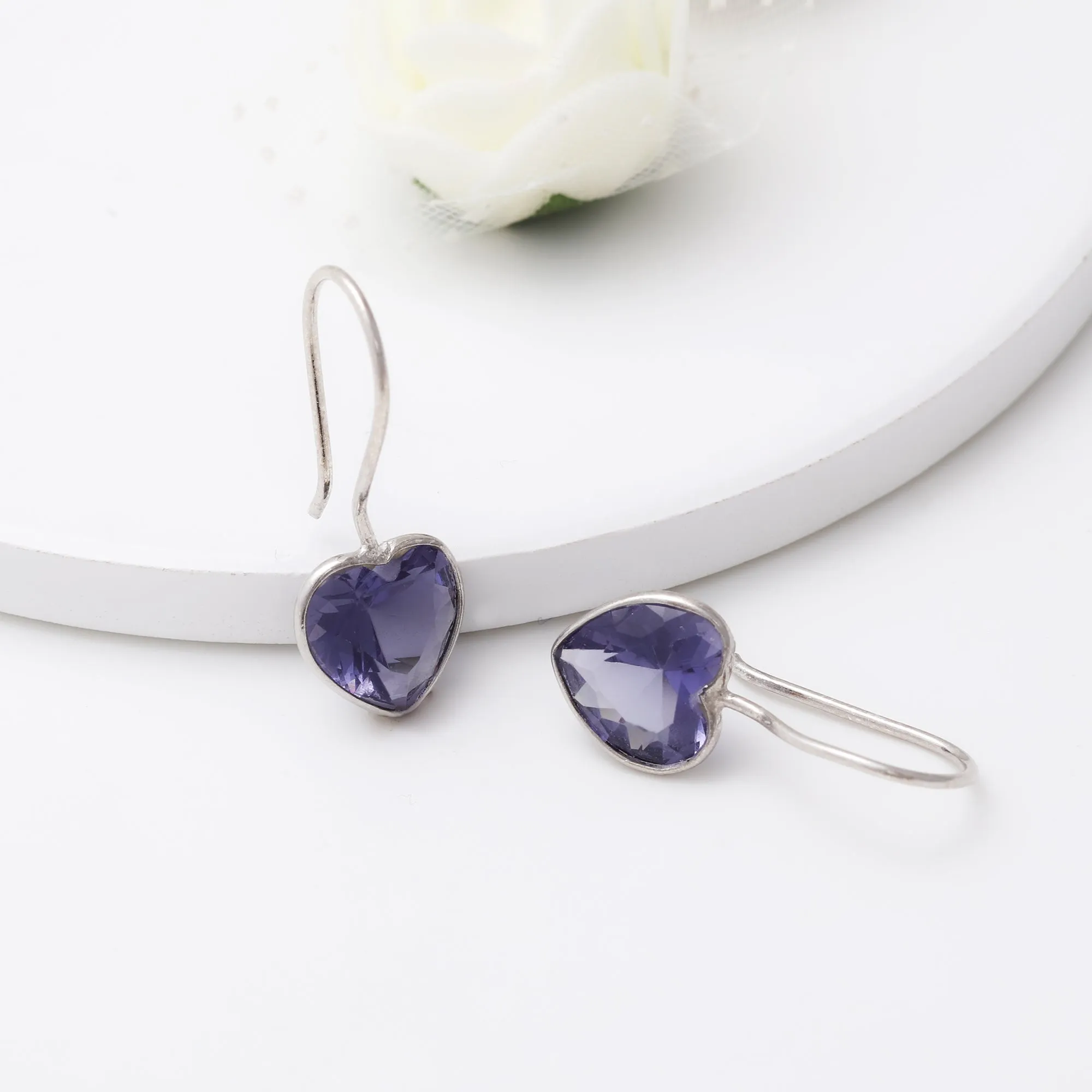 Silver Ornate Purple Heart Earrings Giva